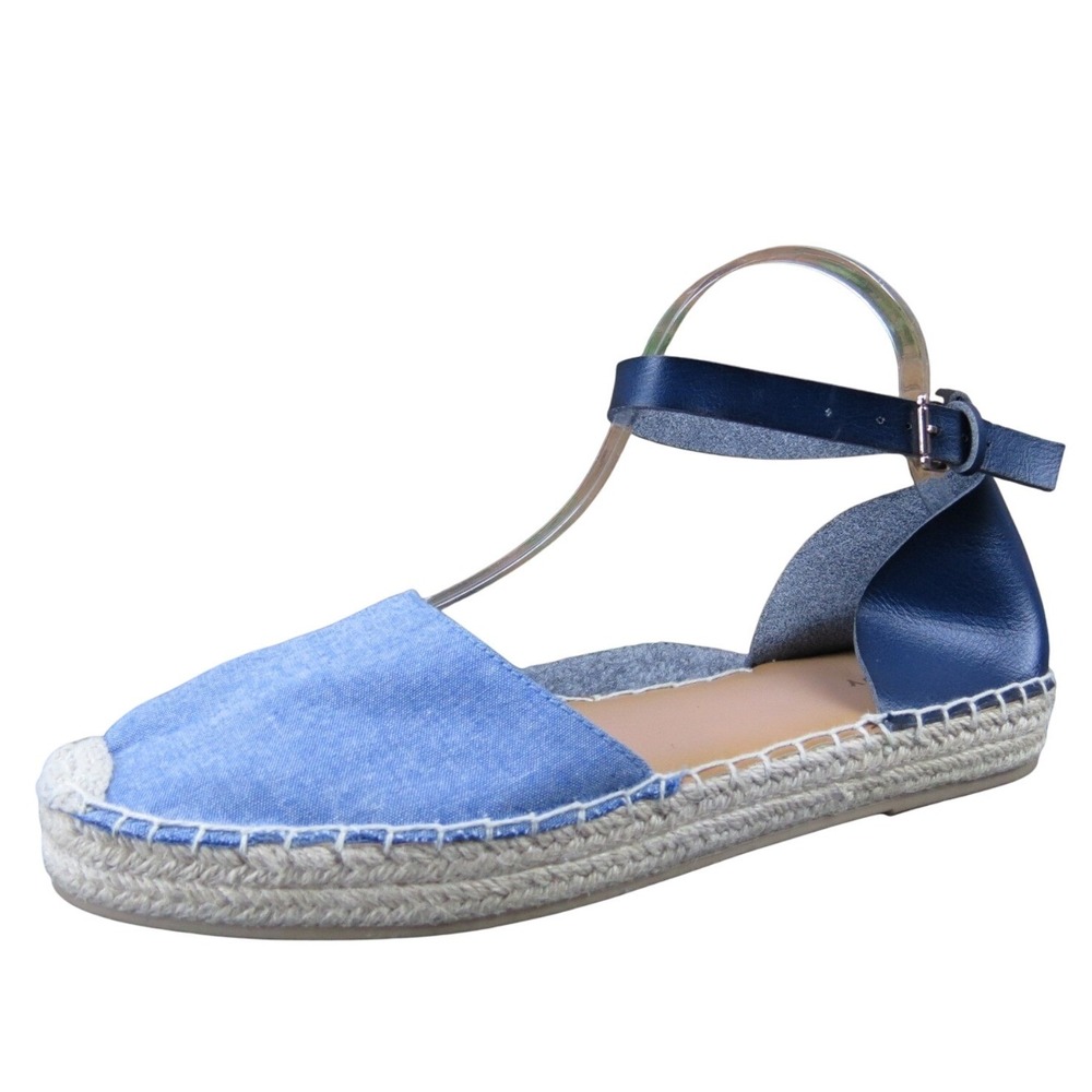 Old Navy Women Denim Blue Espadrille Ankle Strap Sandals Shoes Size 10